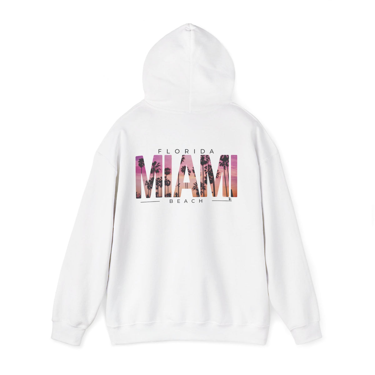 Miami Beach Sunset Hoodie – White – Detail view 1