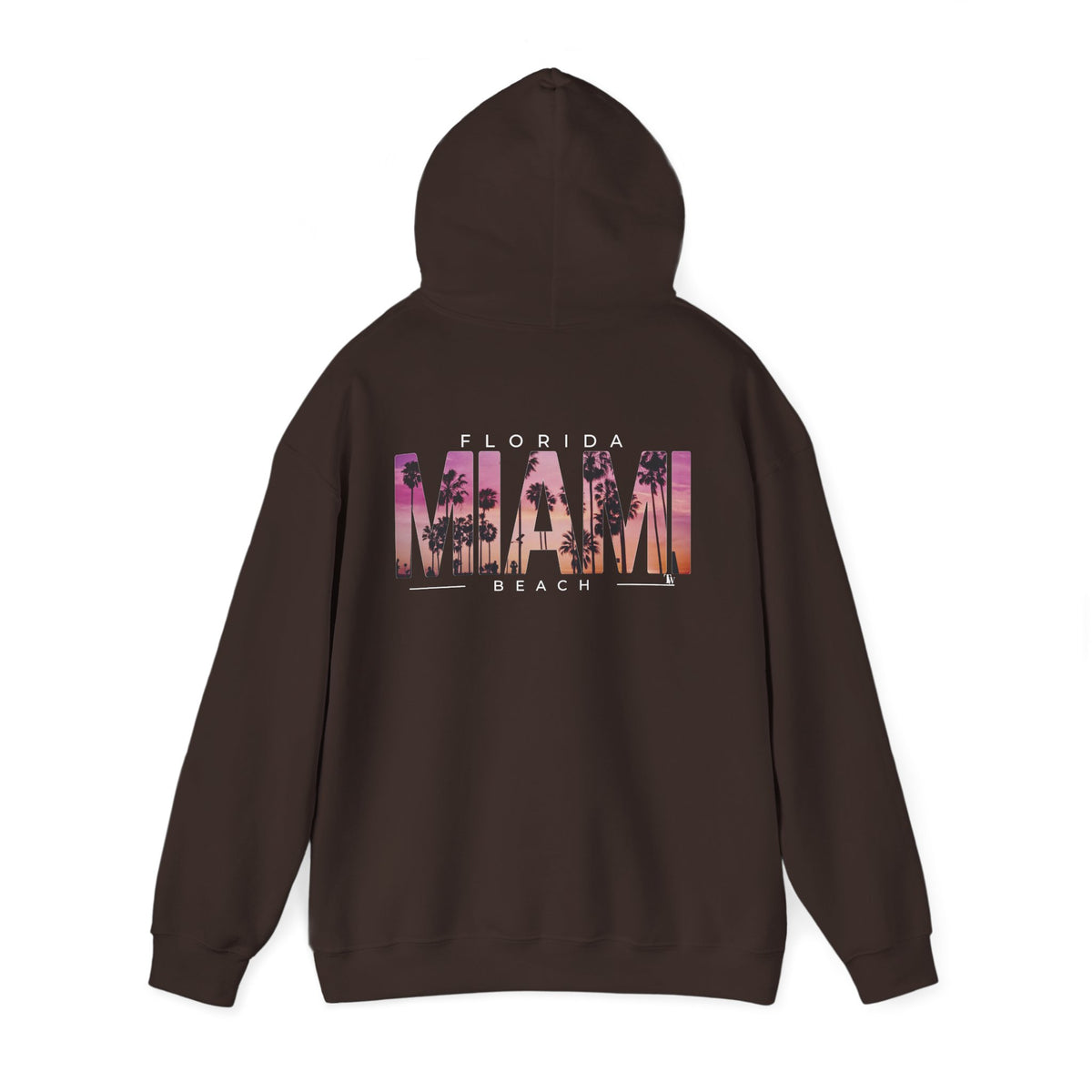 Miami Beach Sunset Hoodie – Dark Chocolate – Detail view 1