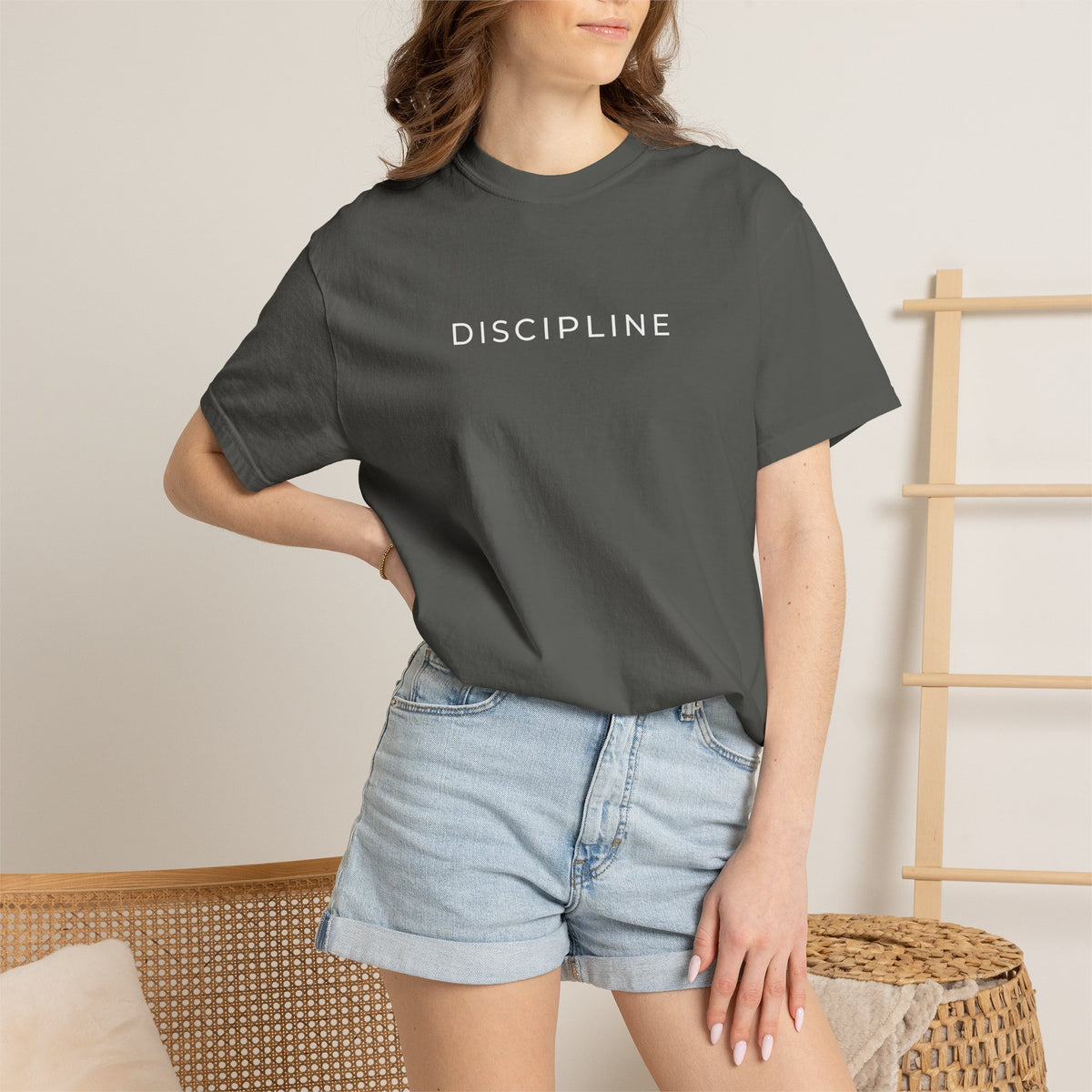 TRIAS Discipline Mentality Streetwear Tee – Pepper – Folded detail