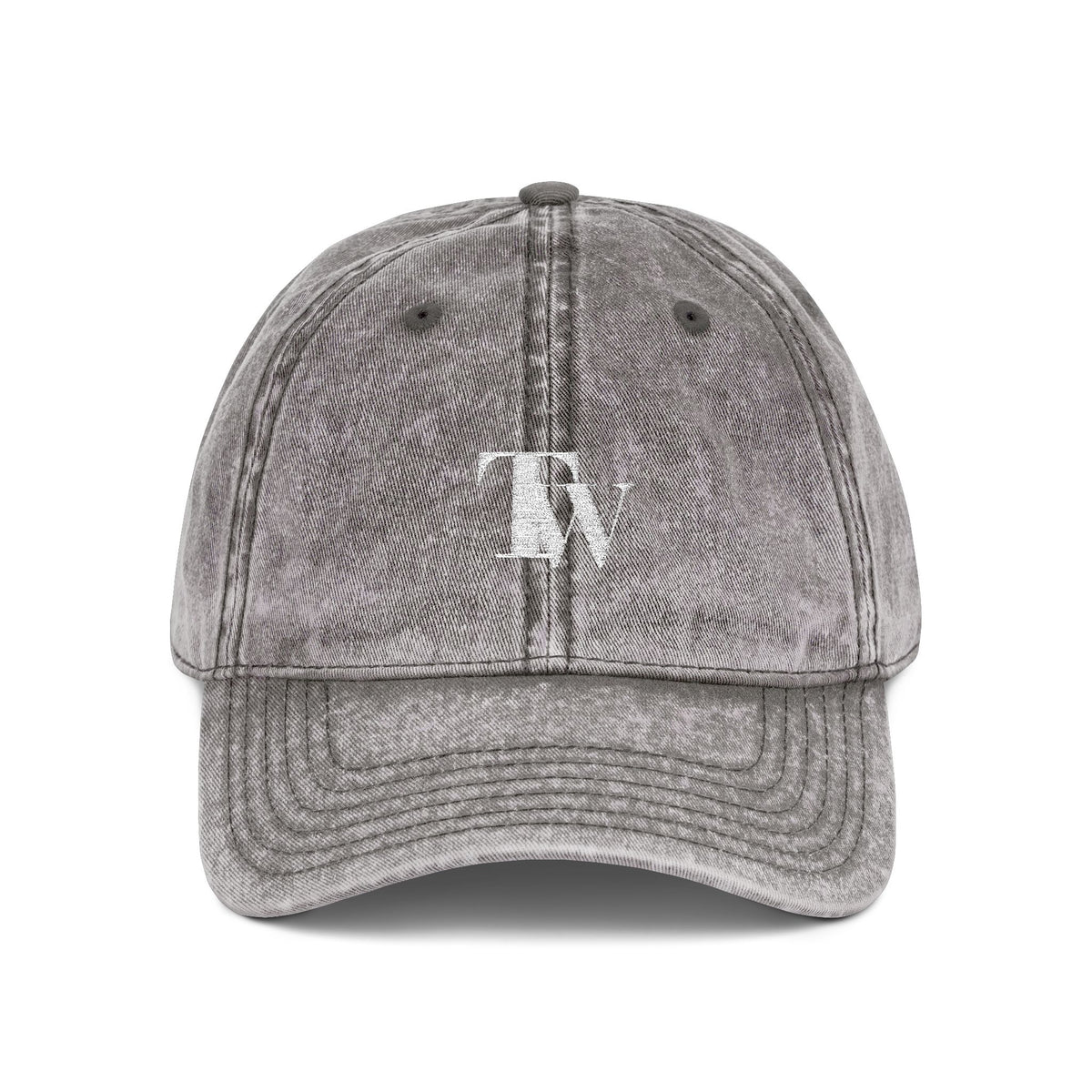 Washed Grey Embroidered Cap – Charcoal Grey – Front view