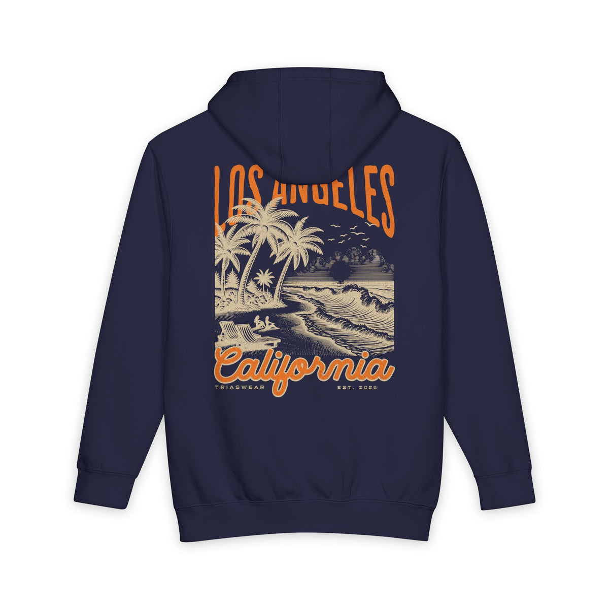 Los Angeles Coast Hoodie – Navy Blue – Back view