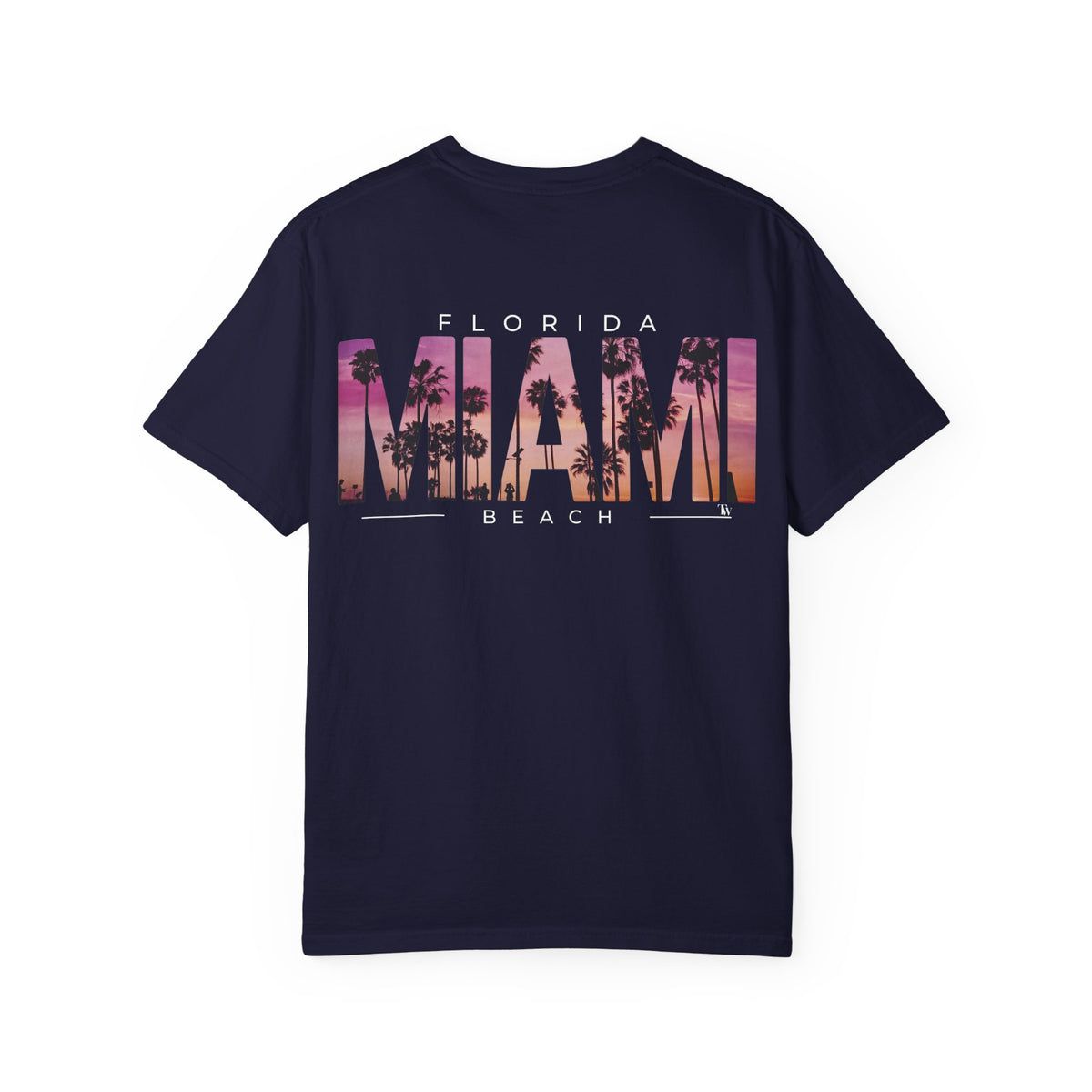 Miami Beach Sunset Tee – True Navy – Back view