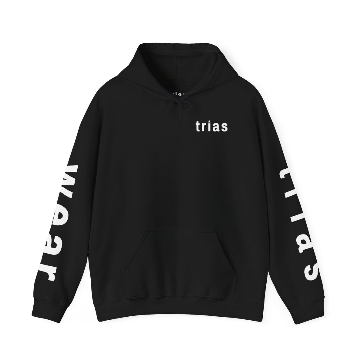 TRIAS Sleeve Print Hoodie – Black – Front view