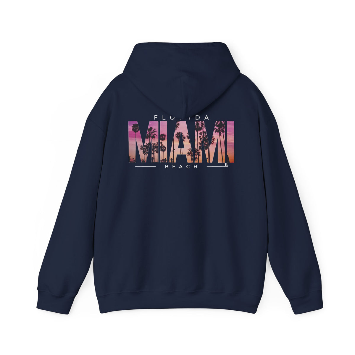 Miami Beach Sunset Hoodie – Navy – Back view