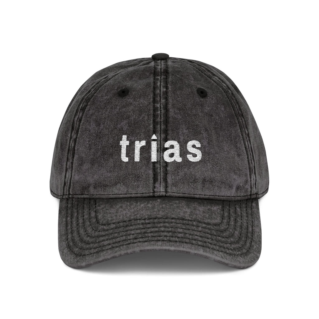 TRIAS Vintage Embroidered Cap – Black – Front view