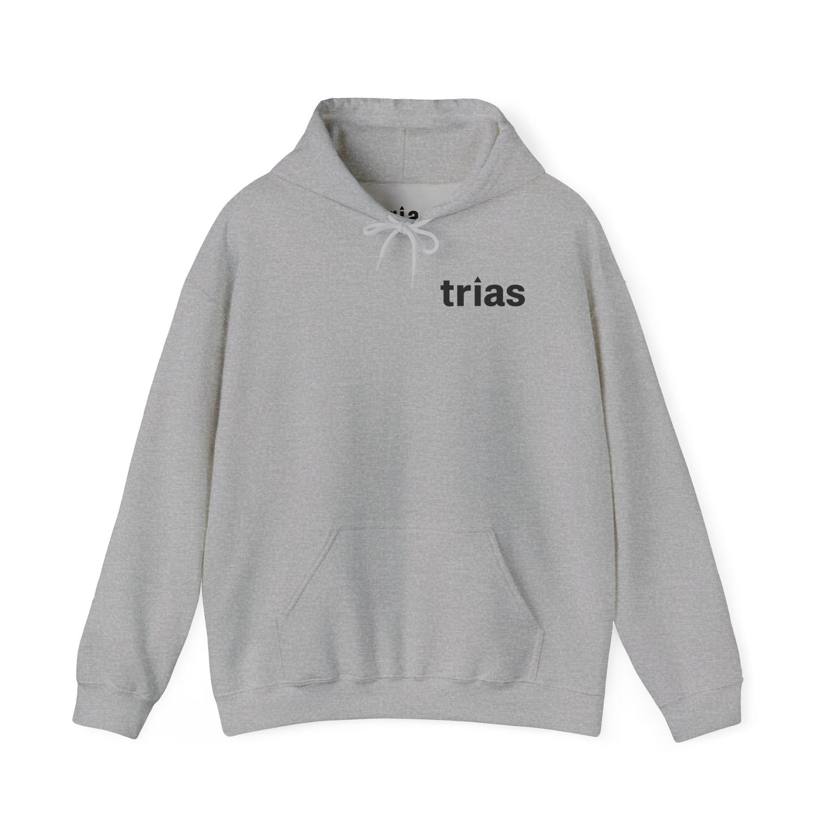 TRIAS Essential White Hoodie – Sport Grey – Front view