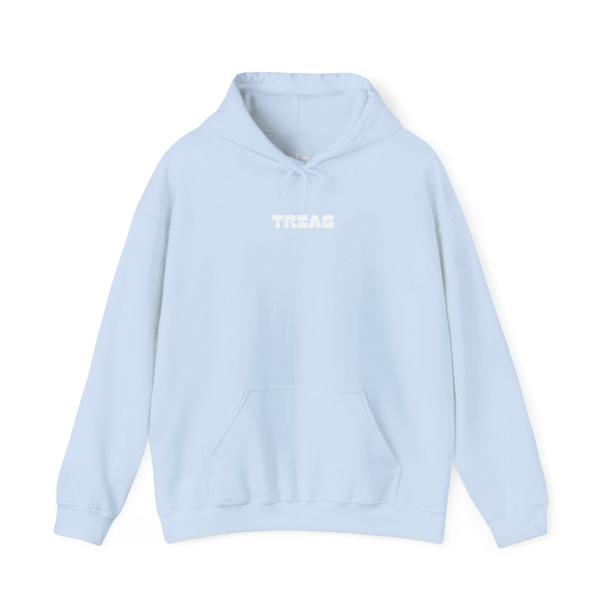 TRIAS Bold Back Graphic Hoodie – Light Blue – Front view