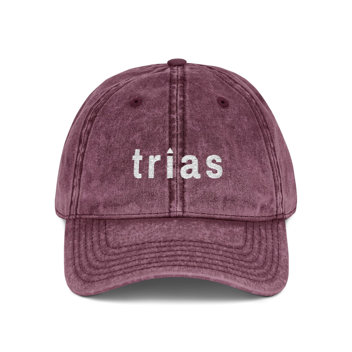 TRIAS Vintage Embroidered Cap – Maroon – Front view
