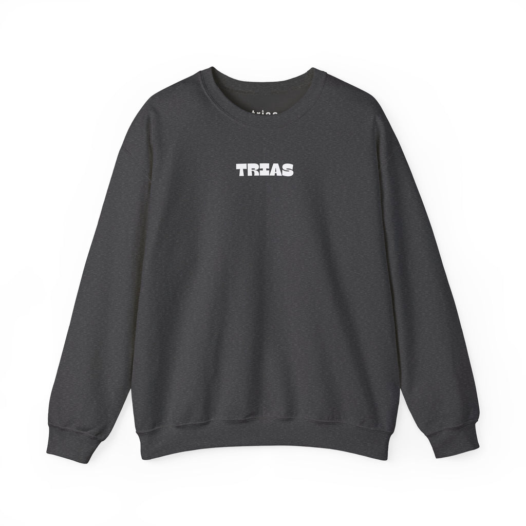 TRIAS Embroidered Crewneck – Dark Heather – Front view