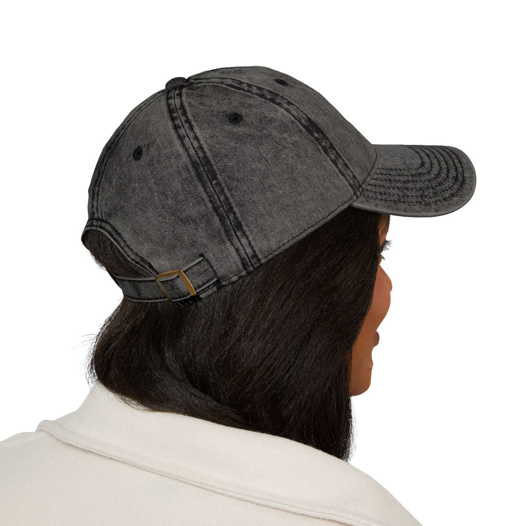 Washed Grey Embroidered Cap – Black – Detail view 1