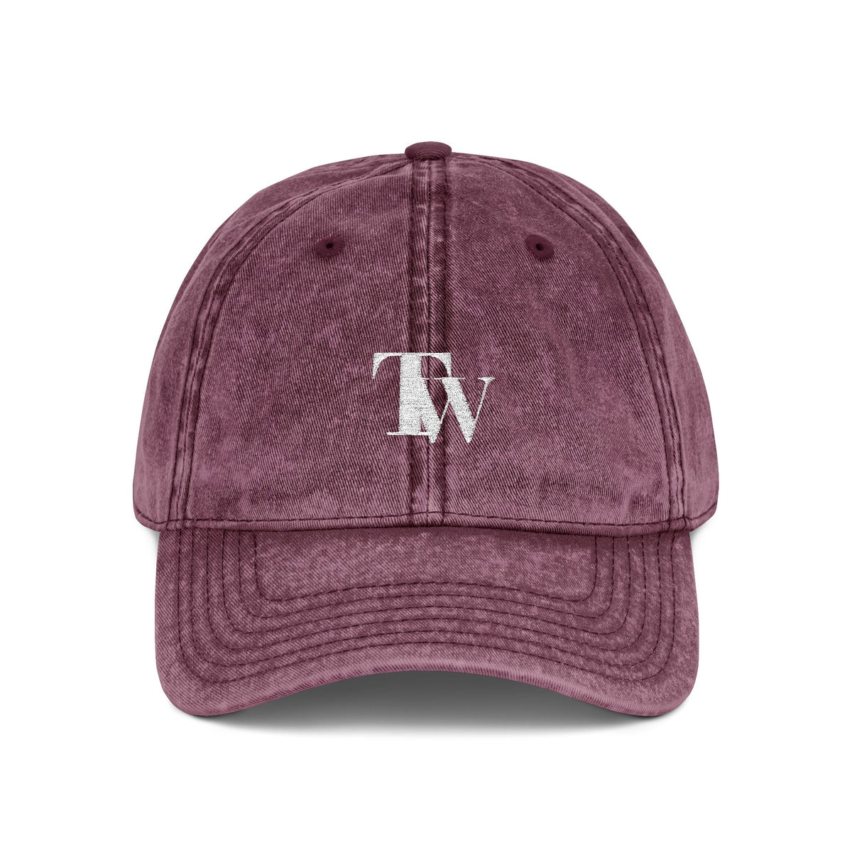 Washed Grey Embroidered Cap – Maroon – Front view