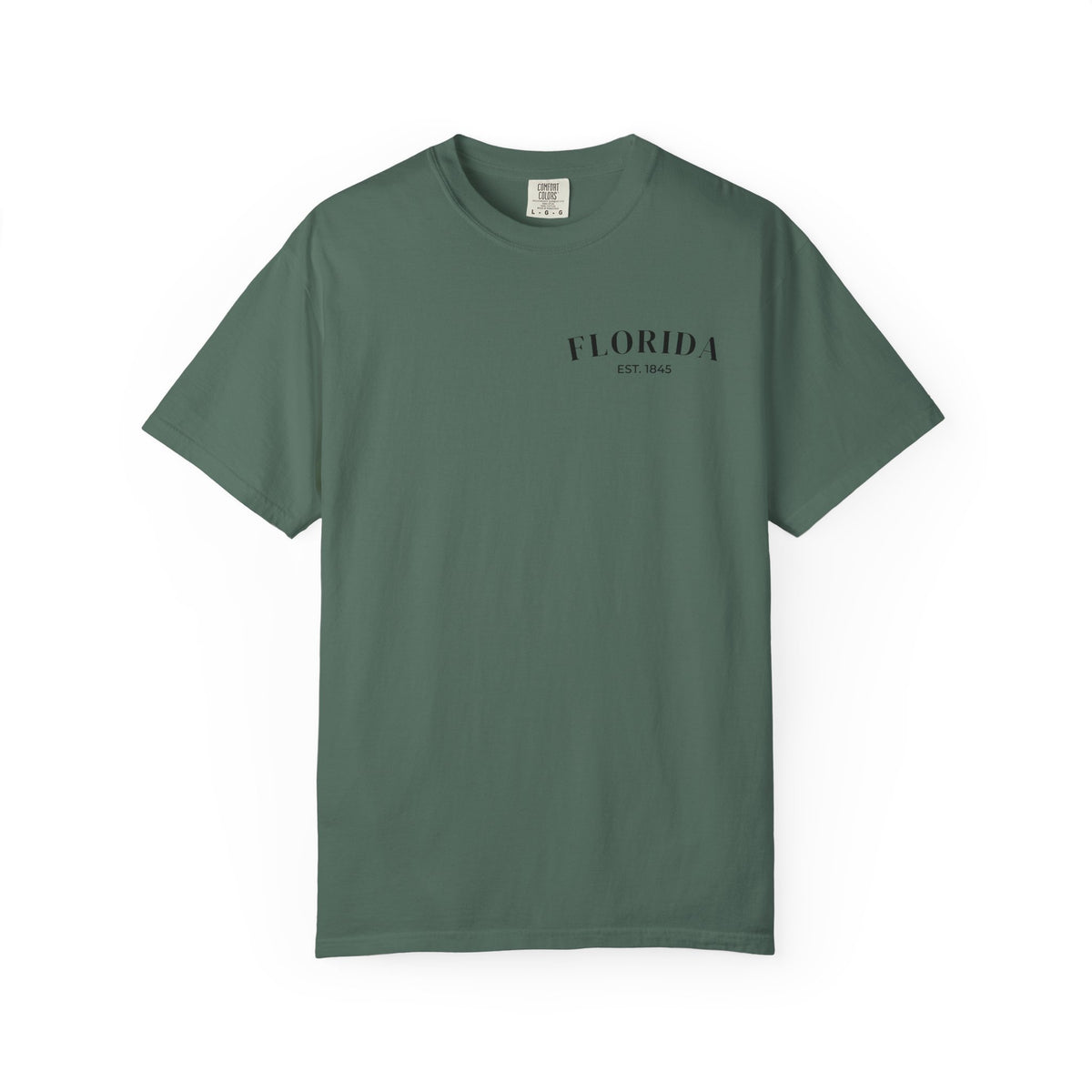 Miami Beach Sunset Tee – Blue Spruce – Front view