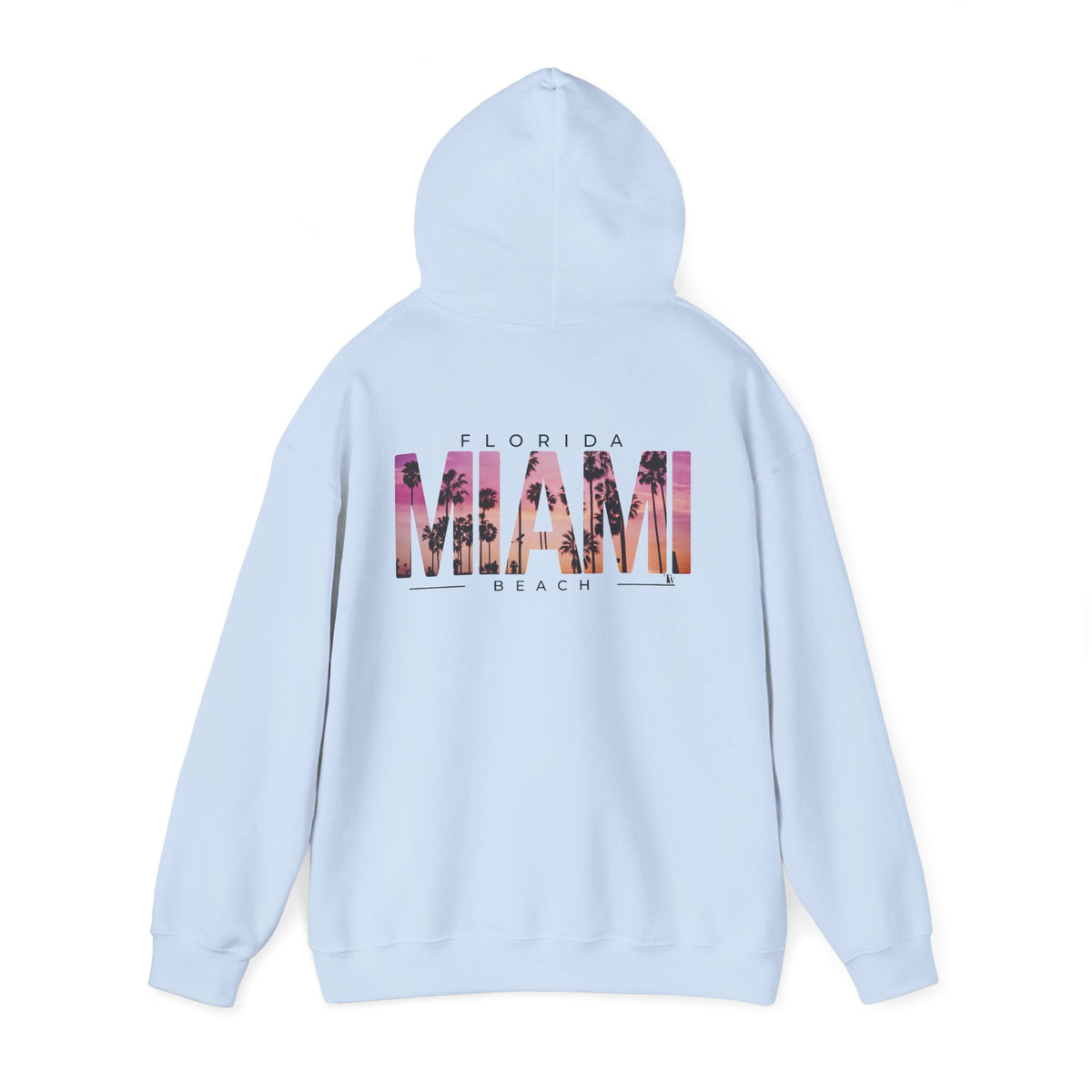 Miami Beach Sunset Hoodie – Light Blue – Detail view 1