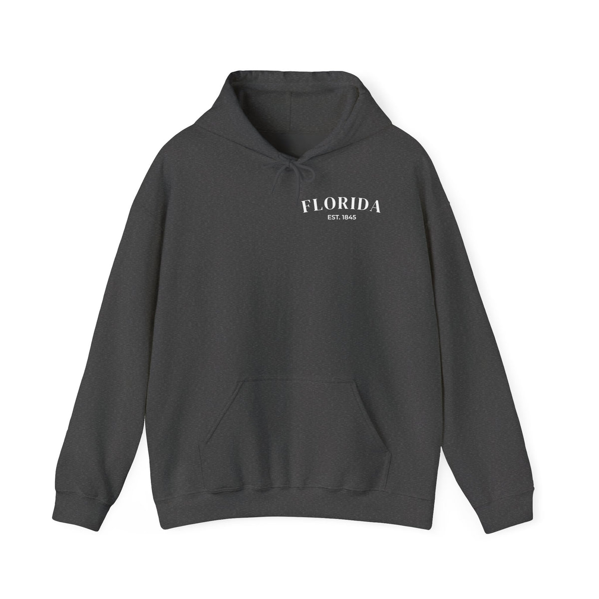 Miami Beach Sunset Hoodie – Dark Heather – Front view