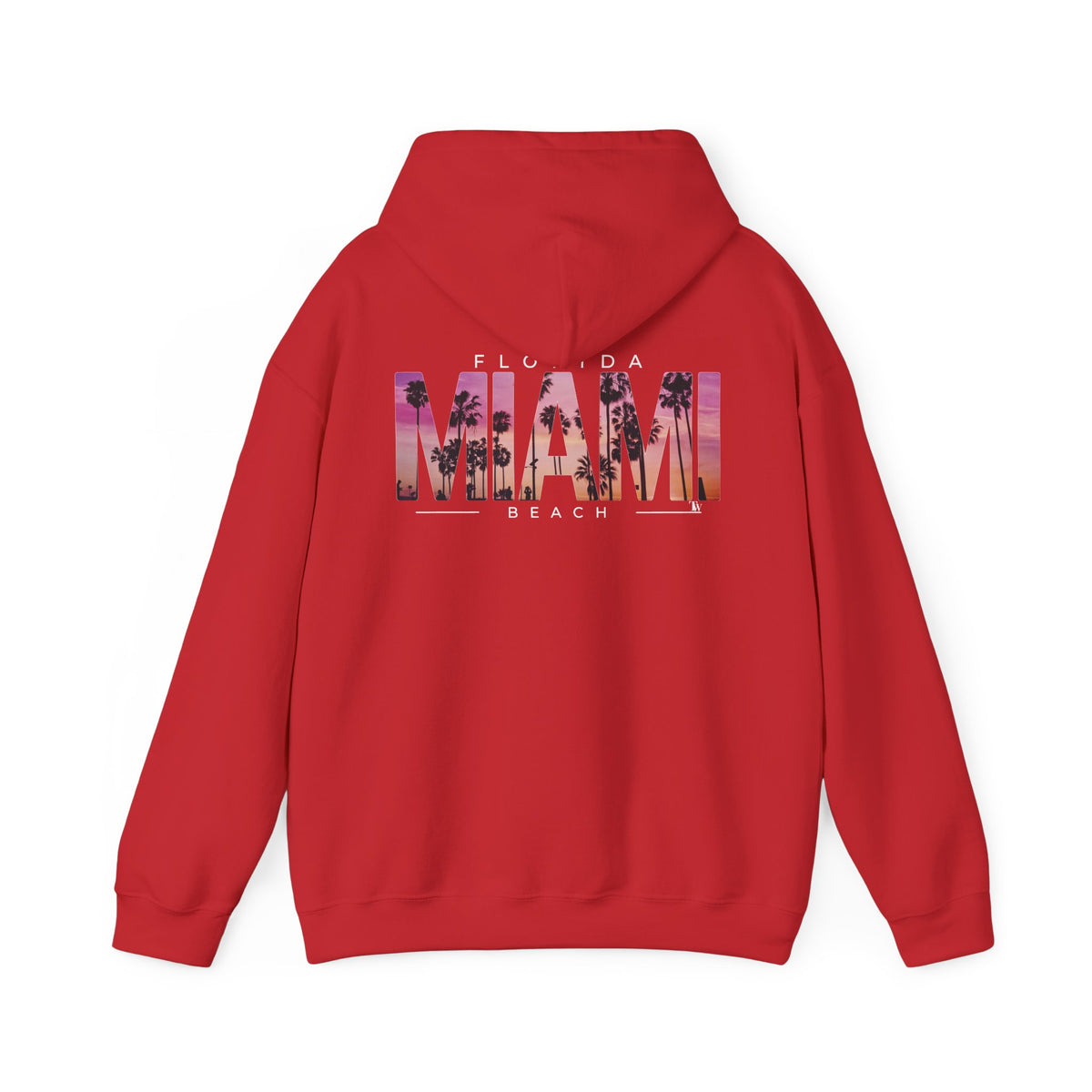 Miami Beach Sunset Hoodie – Red – Back view