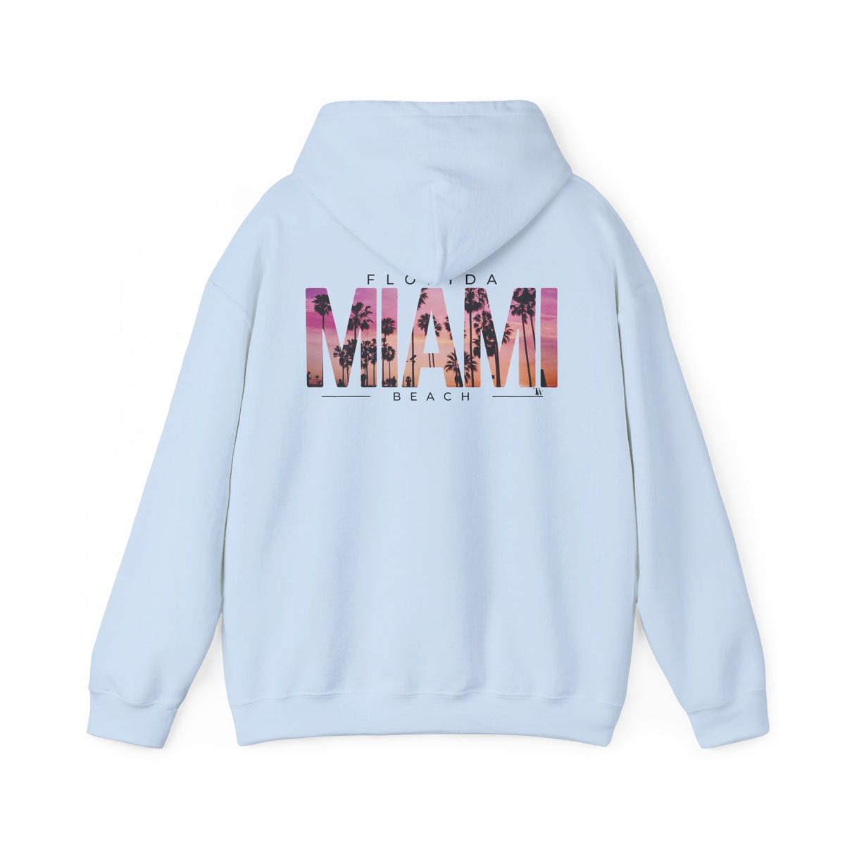Miami Beach Sunset Hoodie – Light Blue – Back view