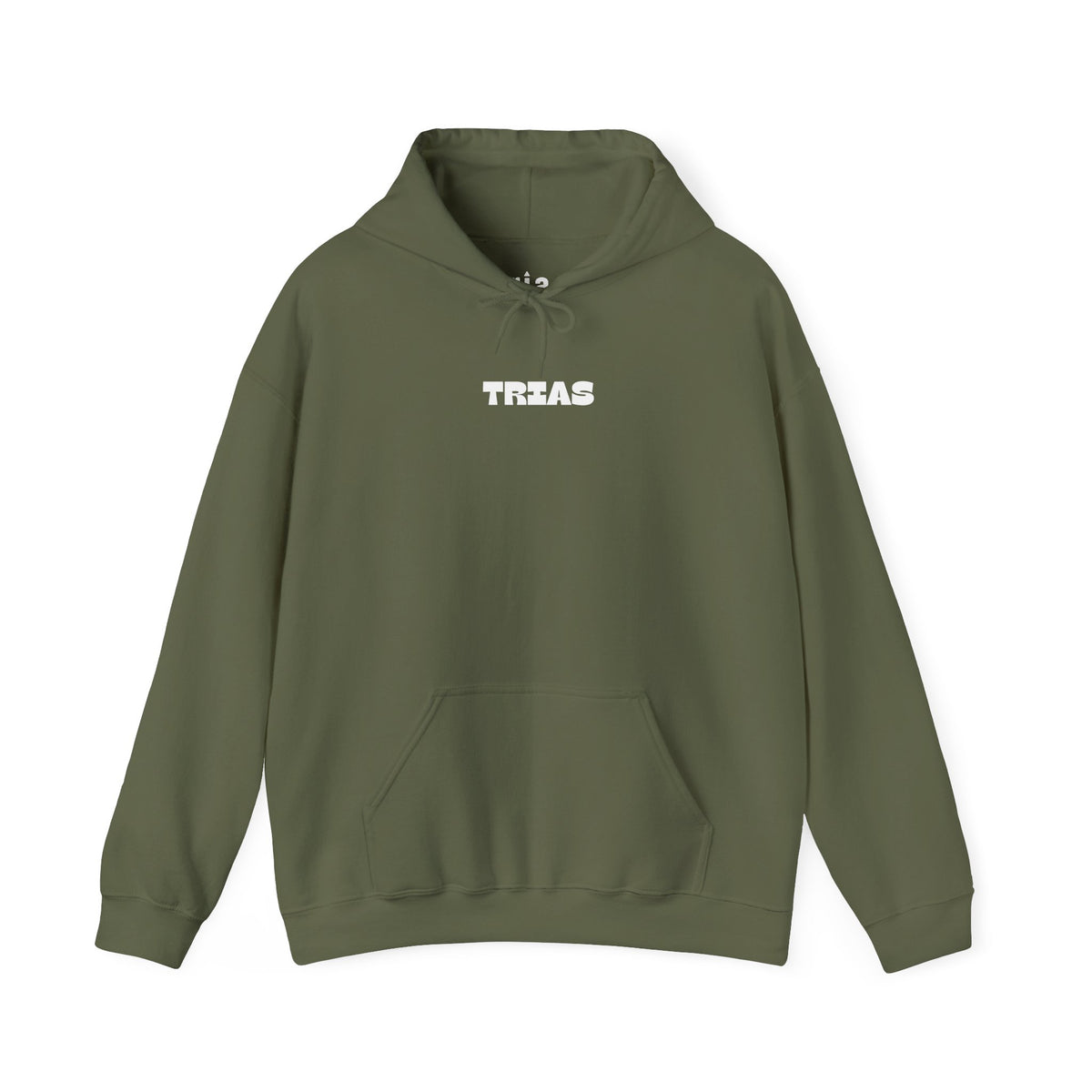 TRIAS Bold Back Graphic Hoodie – Military Green – Front view