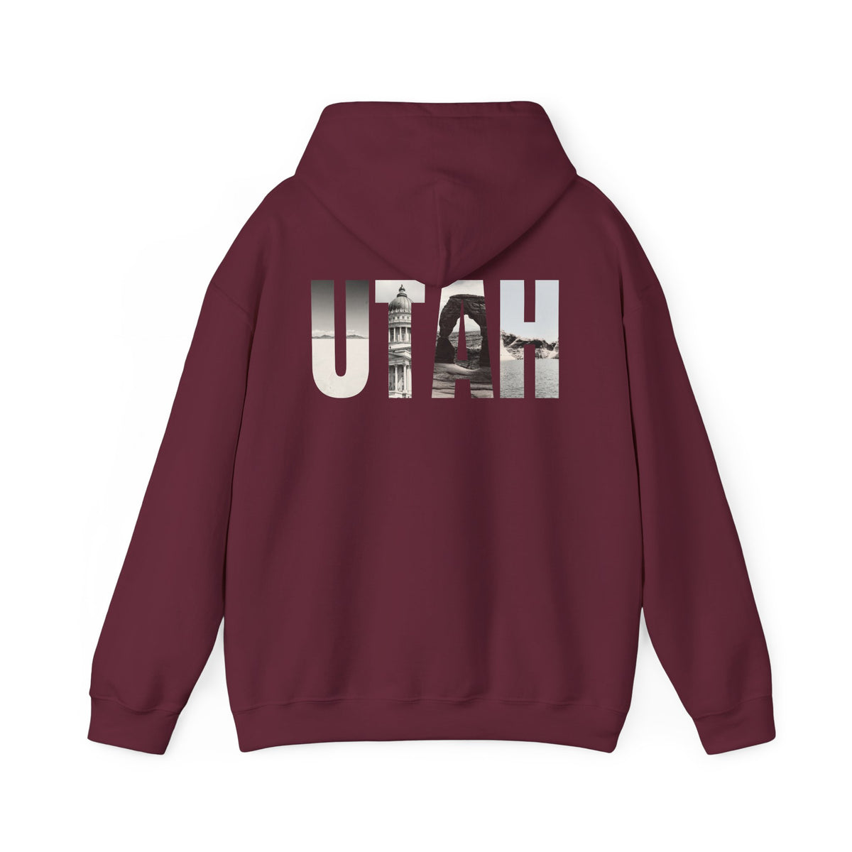 Utah Landscapes Hoodie – Maroon – Back view