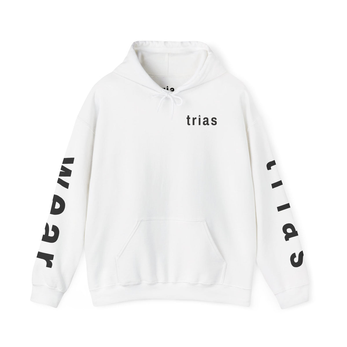 TRIAS Sleeve Print Hoodie – White – Front view