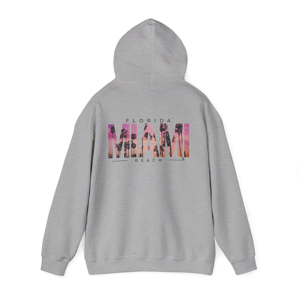 Miami Beach Sunset Hoodie – Sport Grey – Detail view 1
