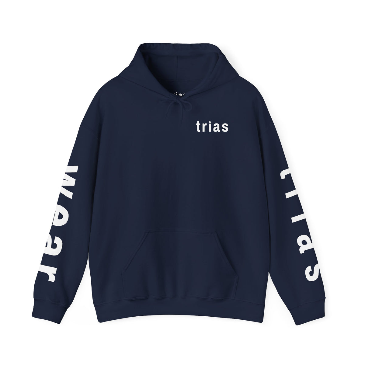 TRIAS Sleeve Print Hoodie – Navy – Front view