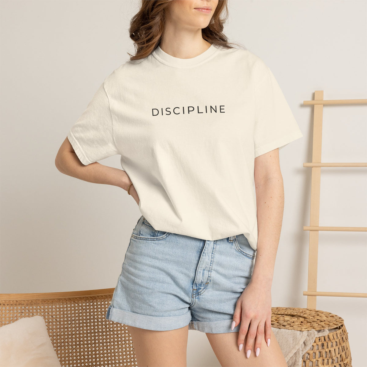 TRIAS Discipline Mentality Streetwear Tee – Ivory – Folded detail