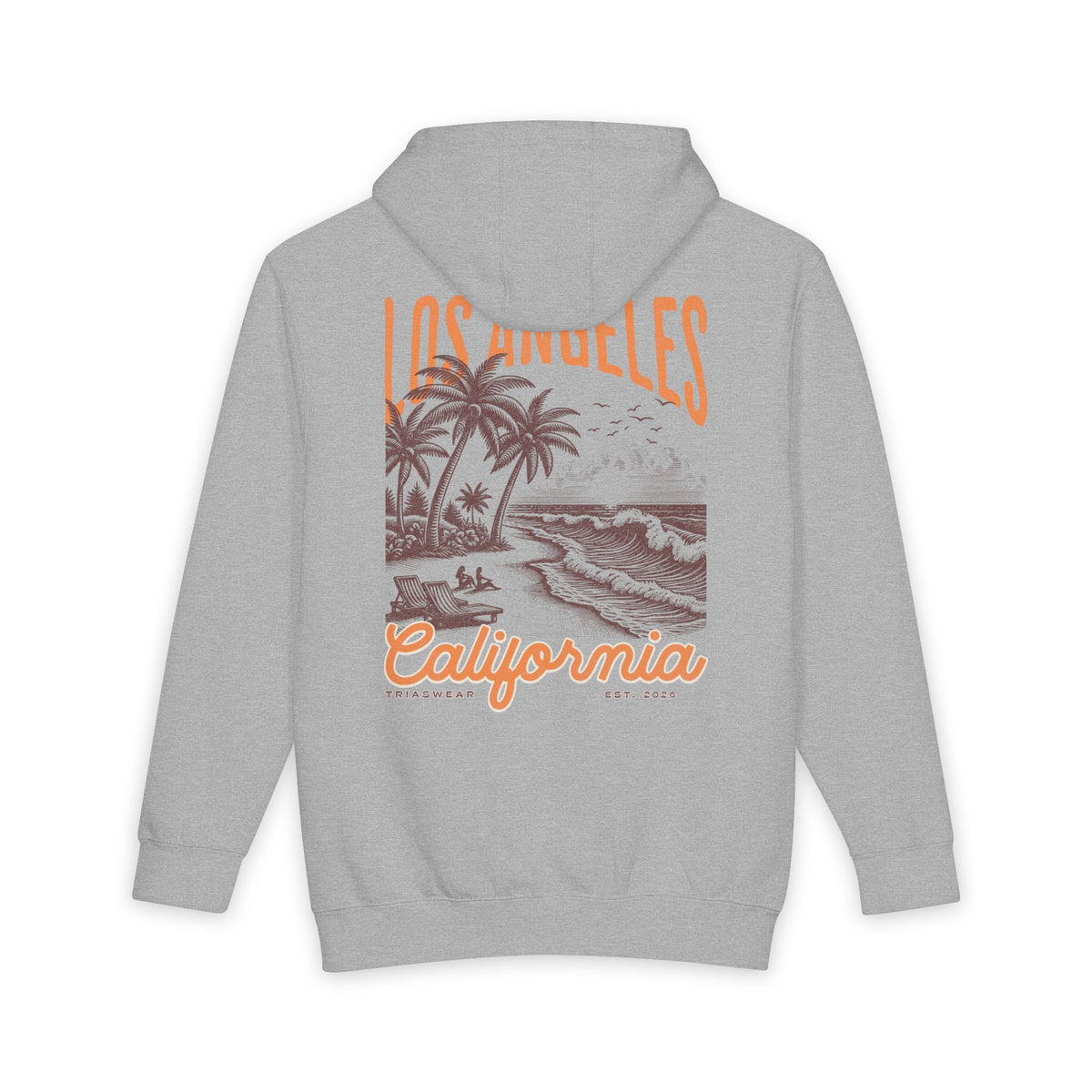 Los Angeles Coast Hoodie – Heather Grey – Back view