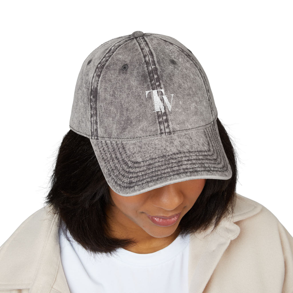 Washed Grey Embroidered Cap – Black – Back view