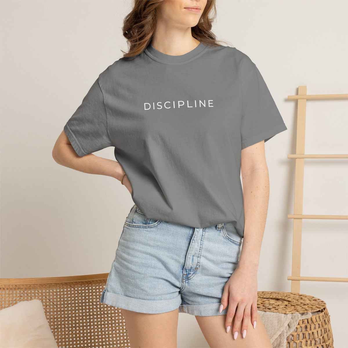 TRIAS Discipline Mentality Streetwear Tee – Grey – Folded detail