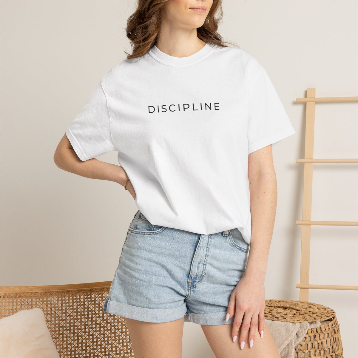 TRIAS Discipline Mentality Streetwear Tee – White – Folded detail