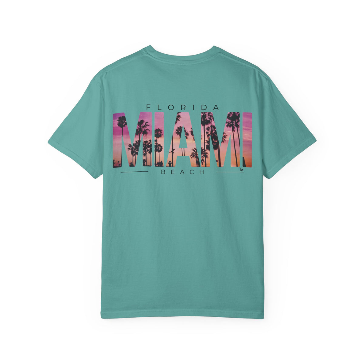 Miami Beach Sunset Tee – Seafoam – Back view