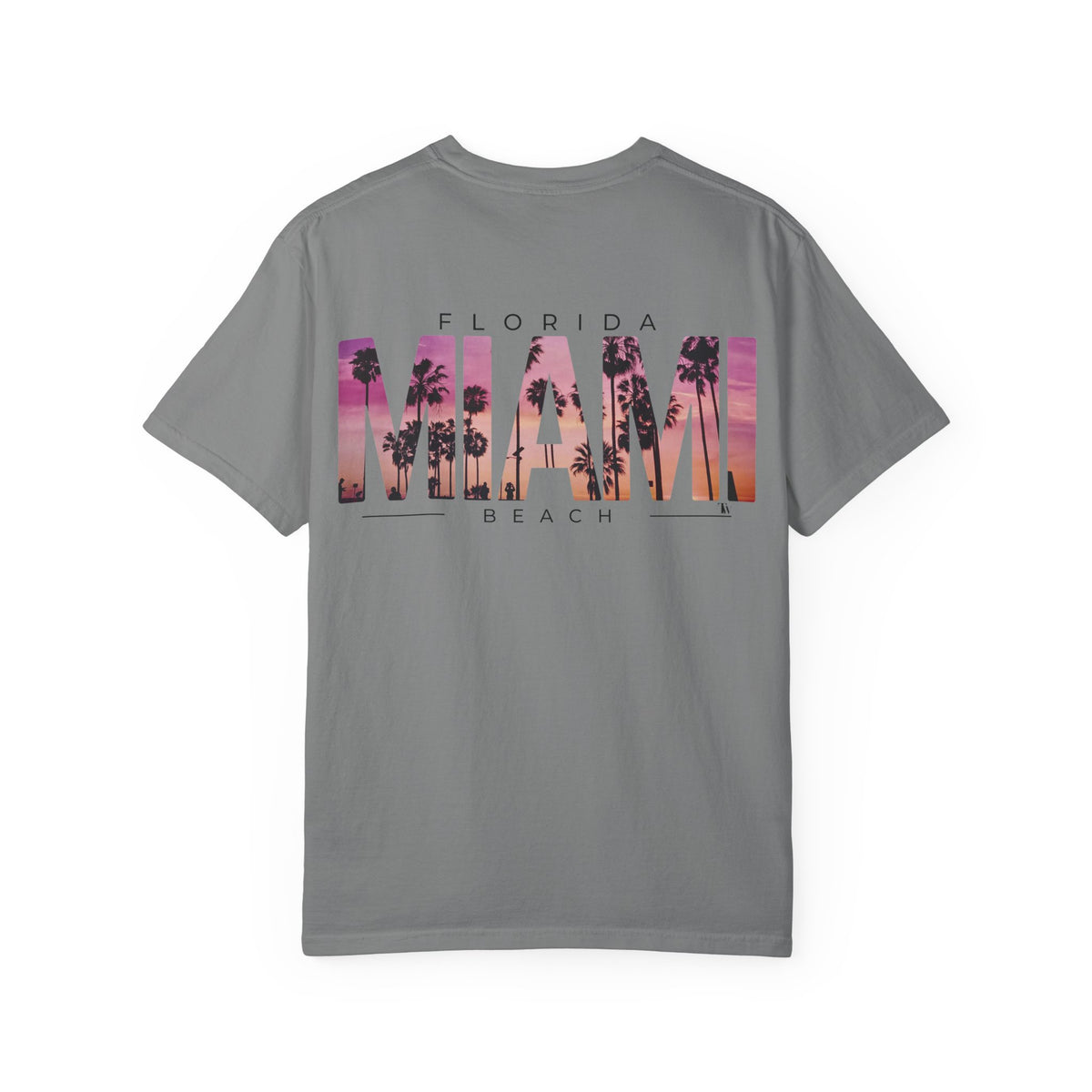 Miami Beach Sunset Tee – Grey – Back view