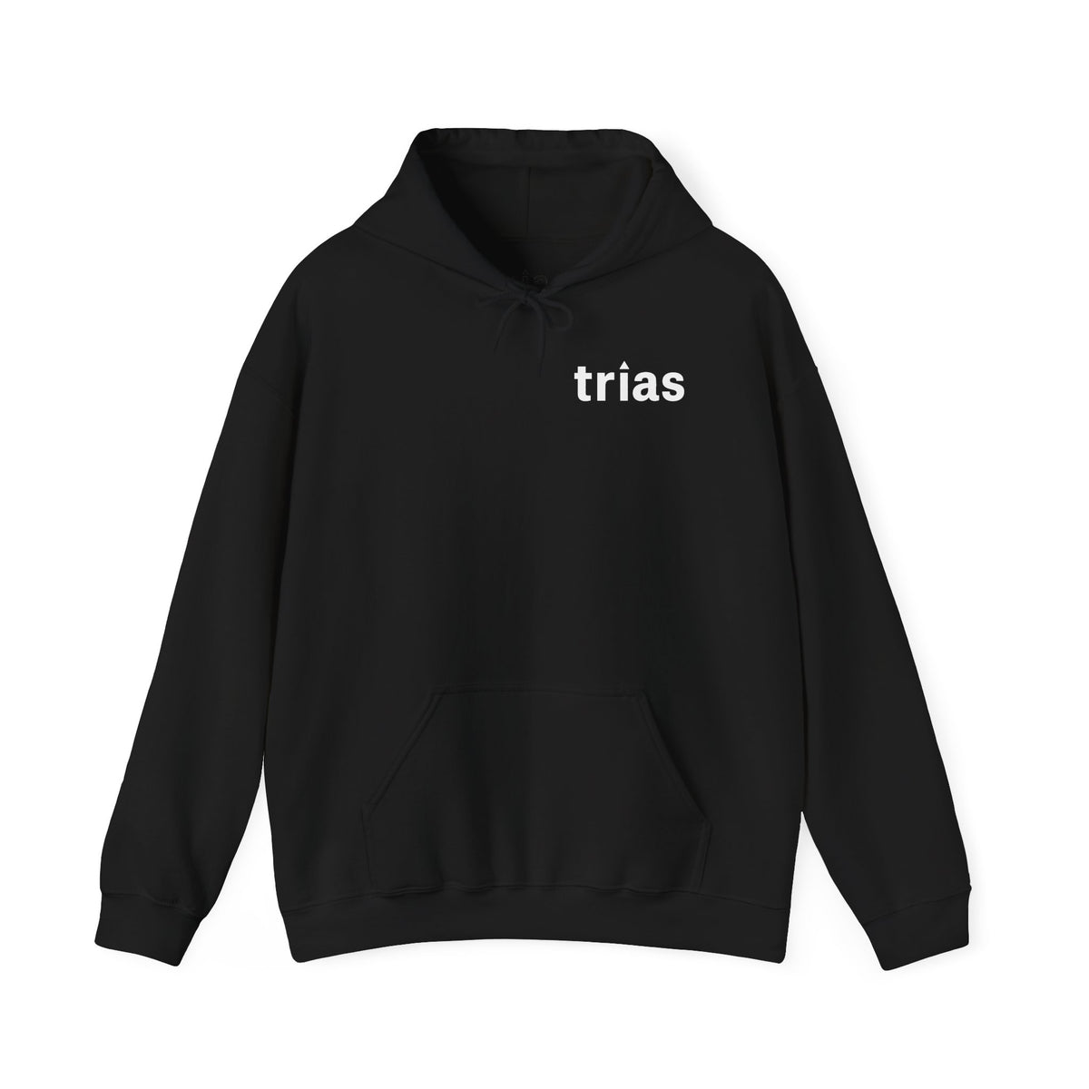 TRIAS Essential White Hoodie – Black – Front view