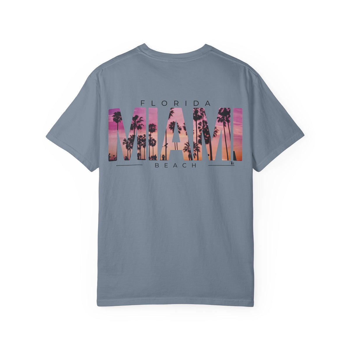 Miami Beach Sunset Tee – Blue Jean – Back view