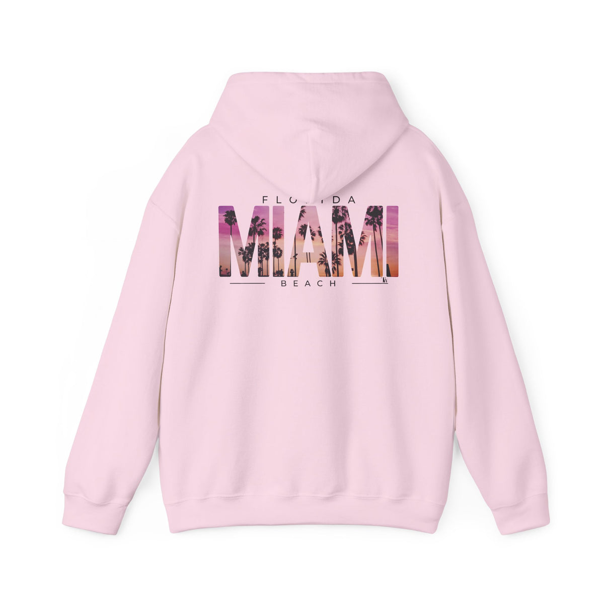 Miami Beach Sunset Hoodie – Light Pink – Back view
