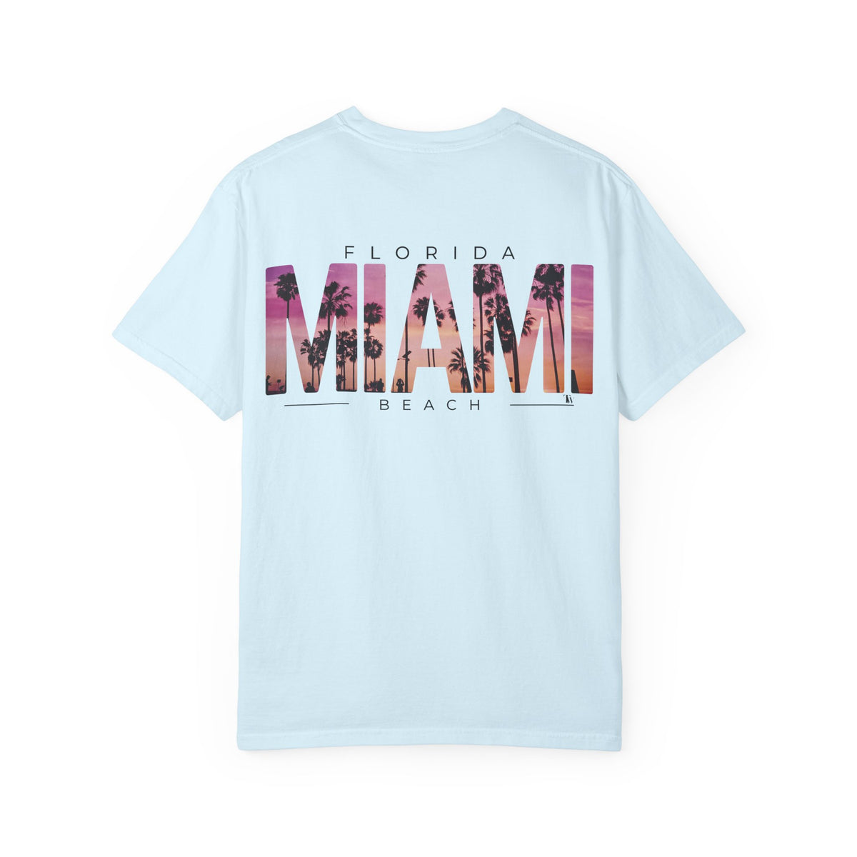 Miami Beach Sunset Tee – Chambray – Back view