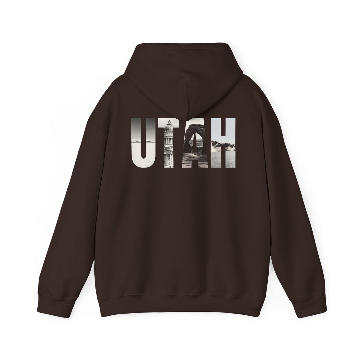 Utah Landscapes Hoodie – Dark Chocolate – Back view