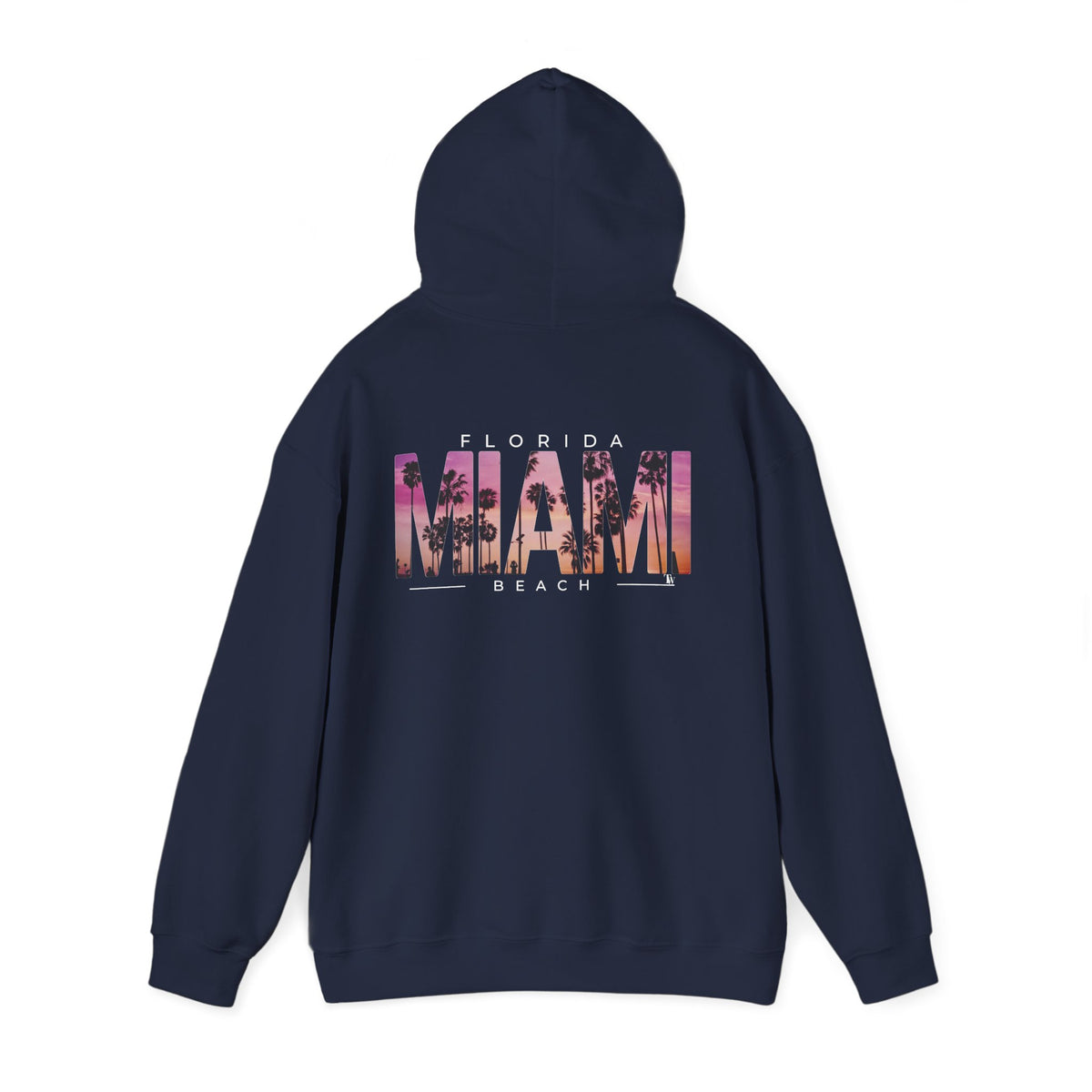 Miami Beach Sunset Hoodie – Navy – Detail view 1