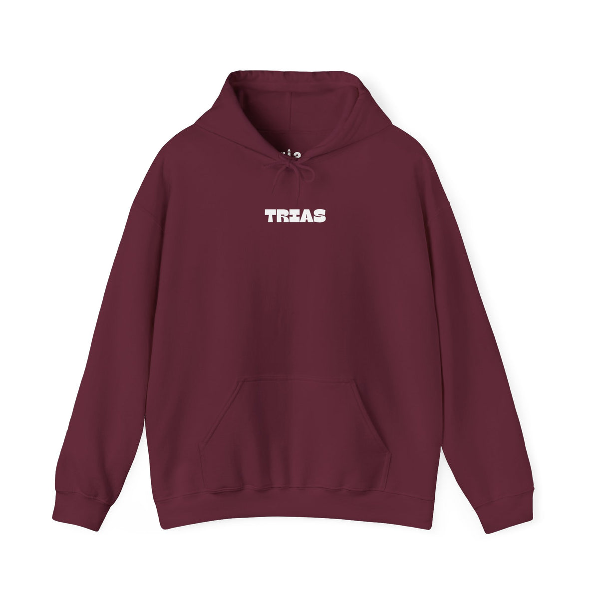 TRIAS Bold Back Graphic Hoodie – Maroon – Front view