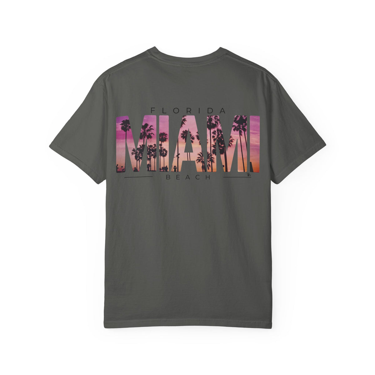 Miami Beach Sunset Tee – Pepper – Back view