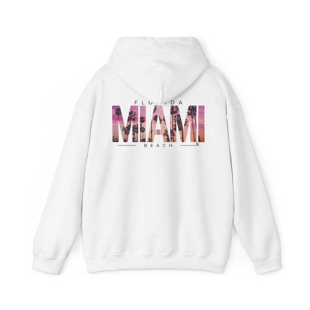Miami Beach Sunset Hoodie – White – Back view