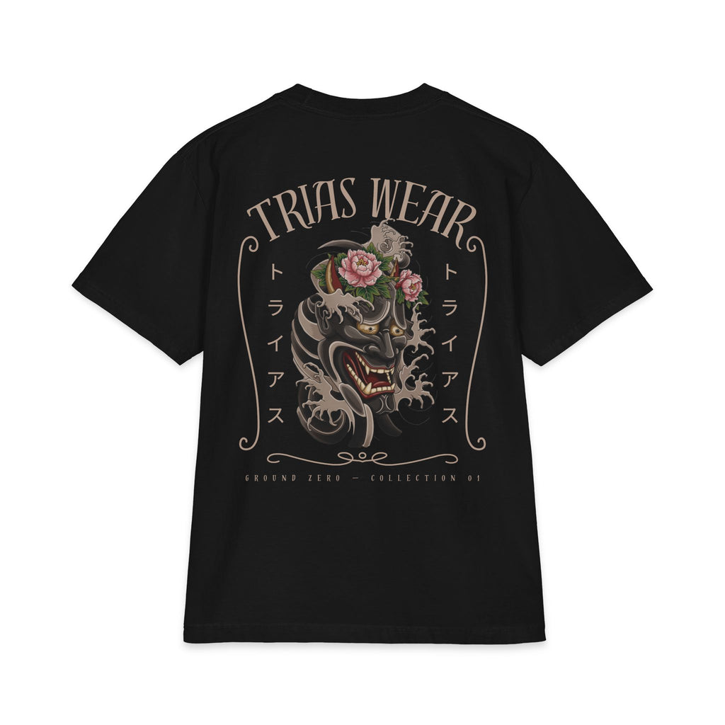 Floral Hannya Mask Tee – Black – Back view