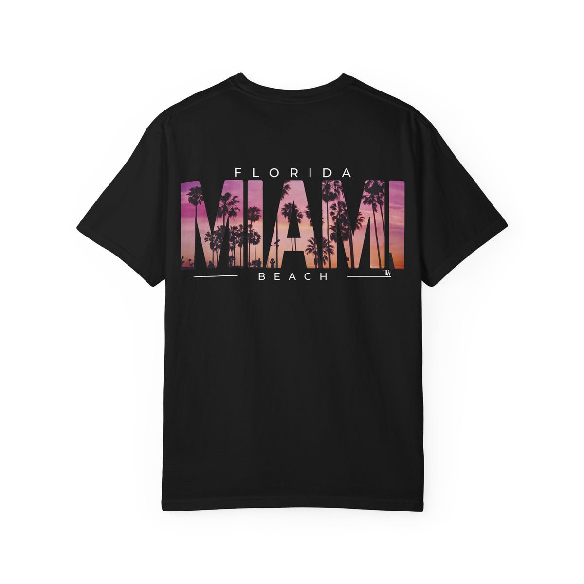 Miami Beach Sunset Tee – Black – Back view