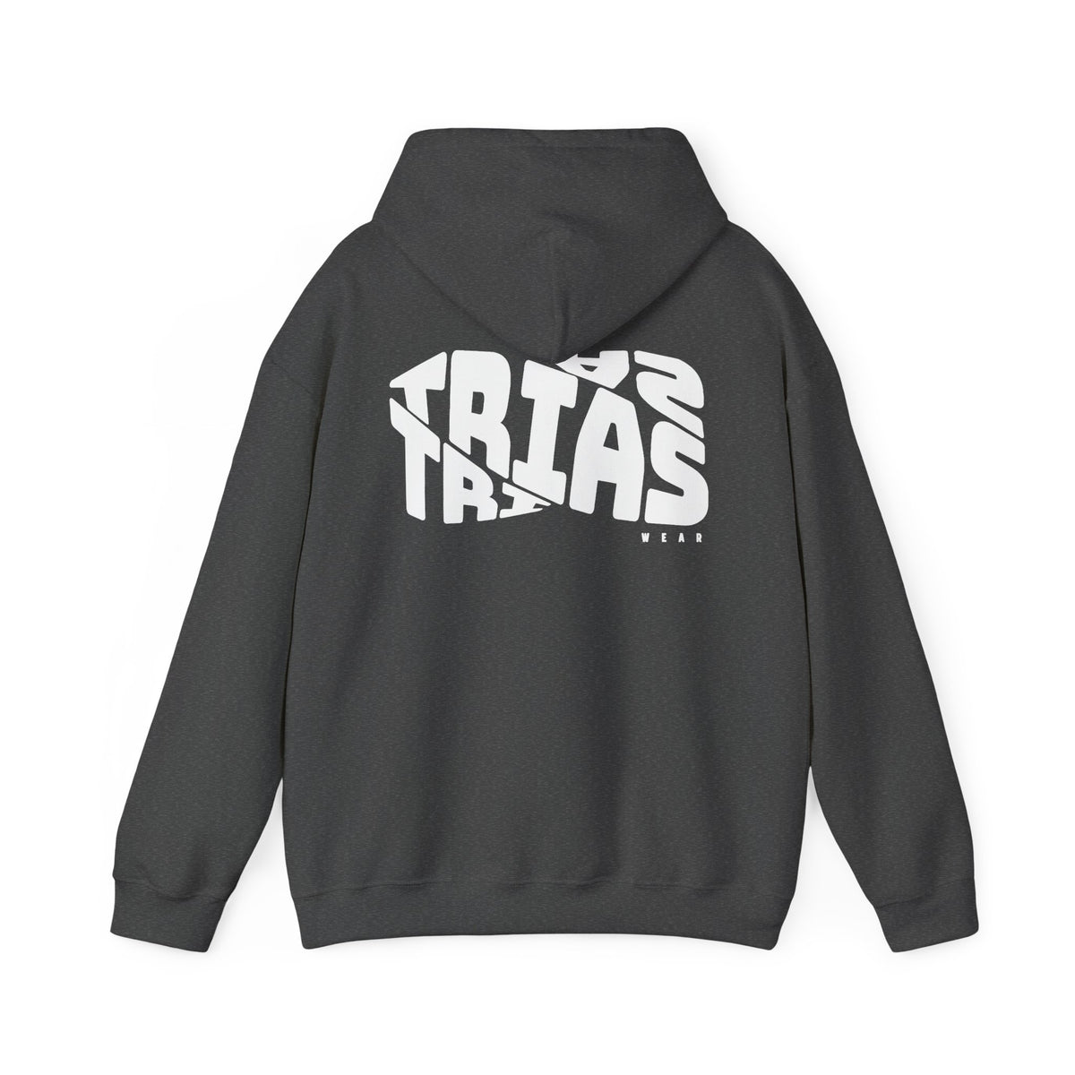 TRIAS Bold Back Graphic Hoodie – Dark Heather – Back view