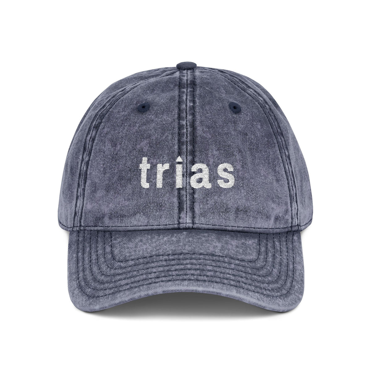 TRIAS Vintage Embroidered Cap – Navy – Front view