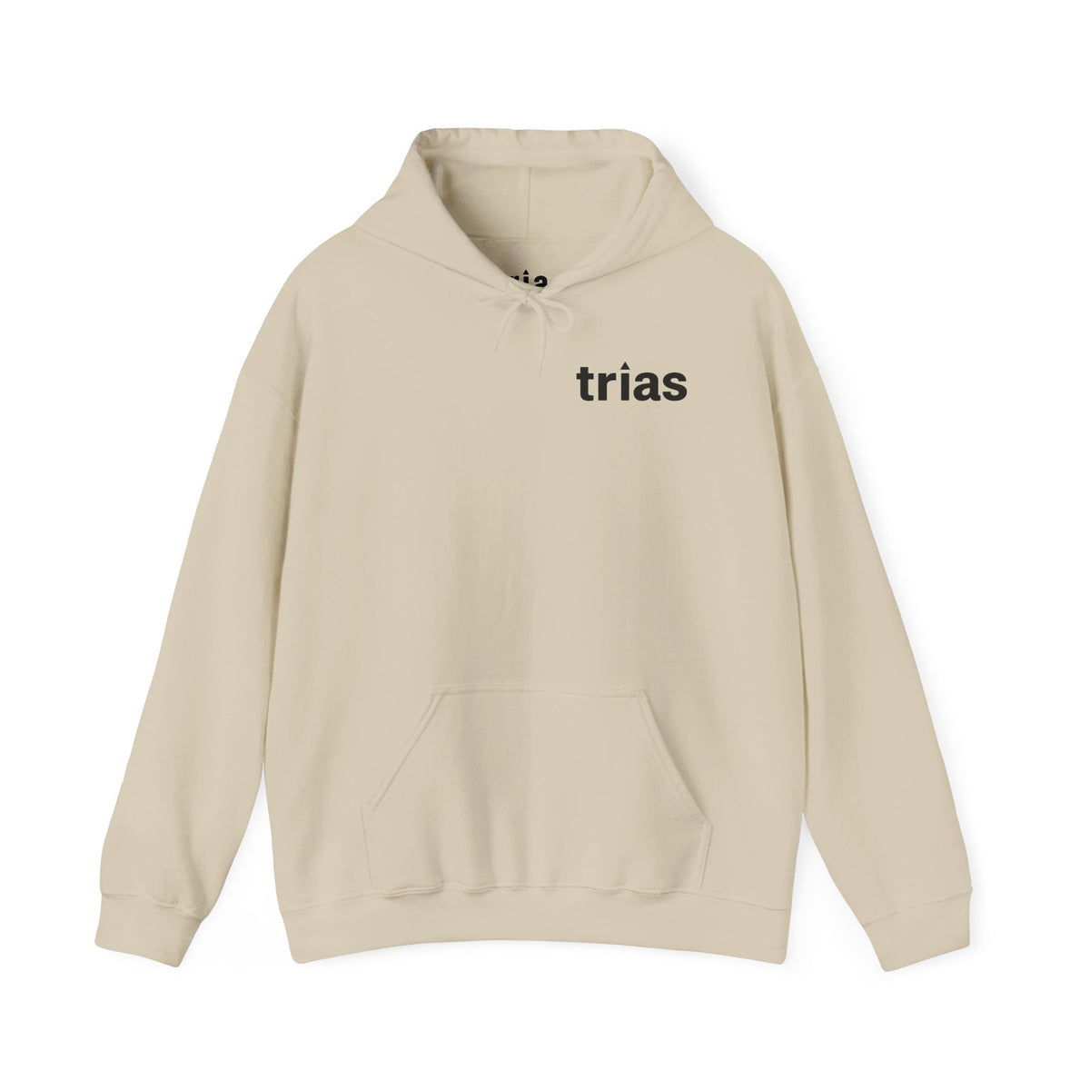 TRIAS Essential White Hoodie – Sand – Front view