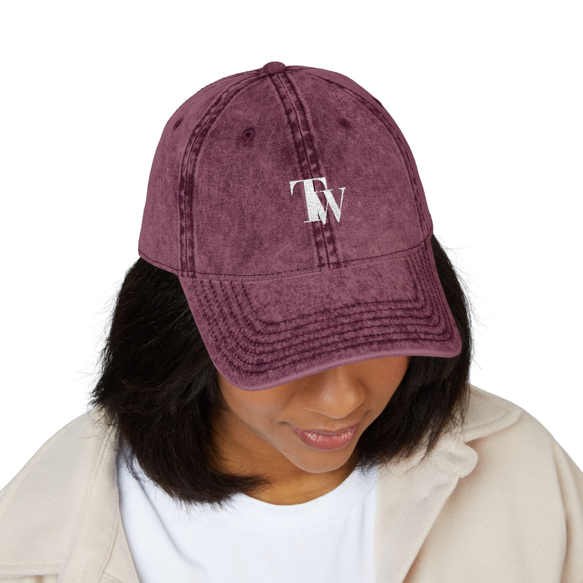 Washed Grey Embroidered Cap – Navy – Detail view 2