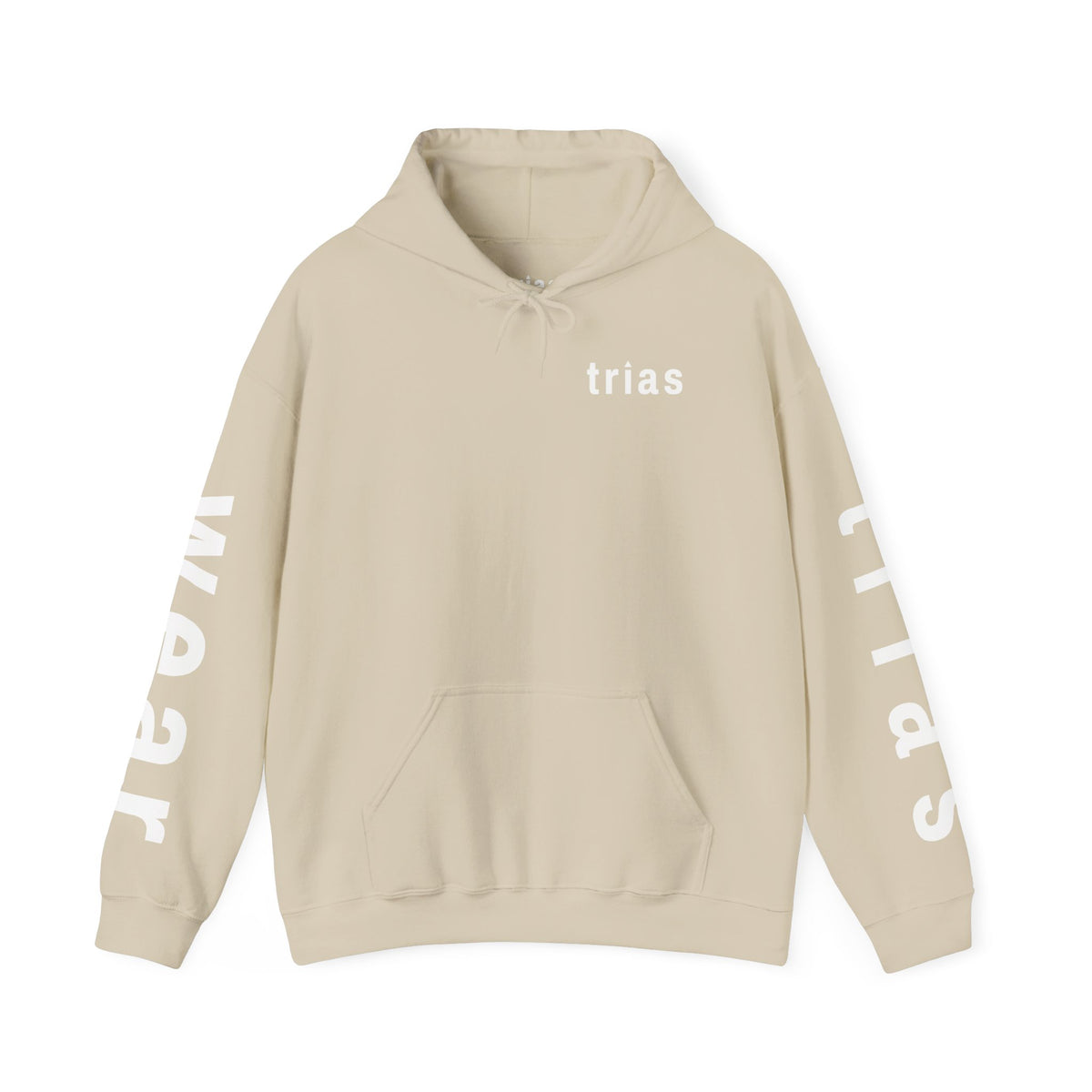TRIAS Sleeve Print Hoodie – Sand – Front view
