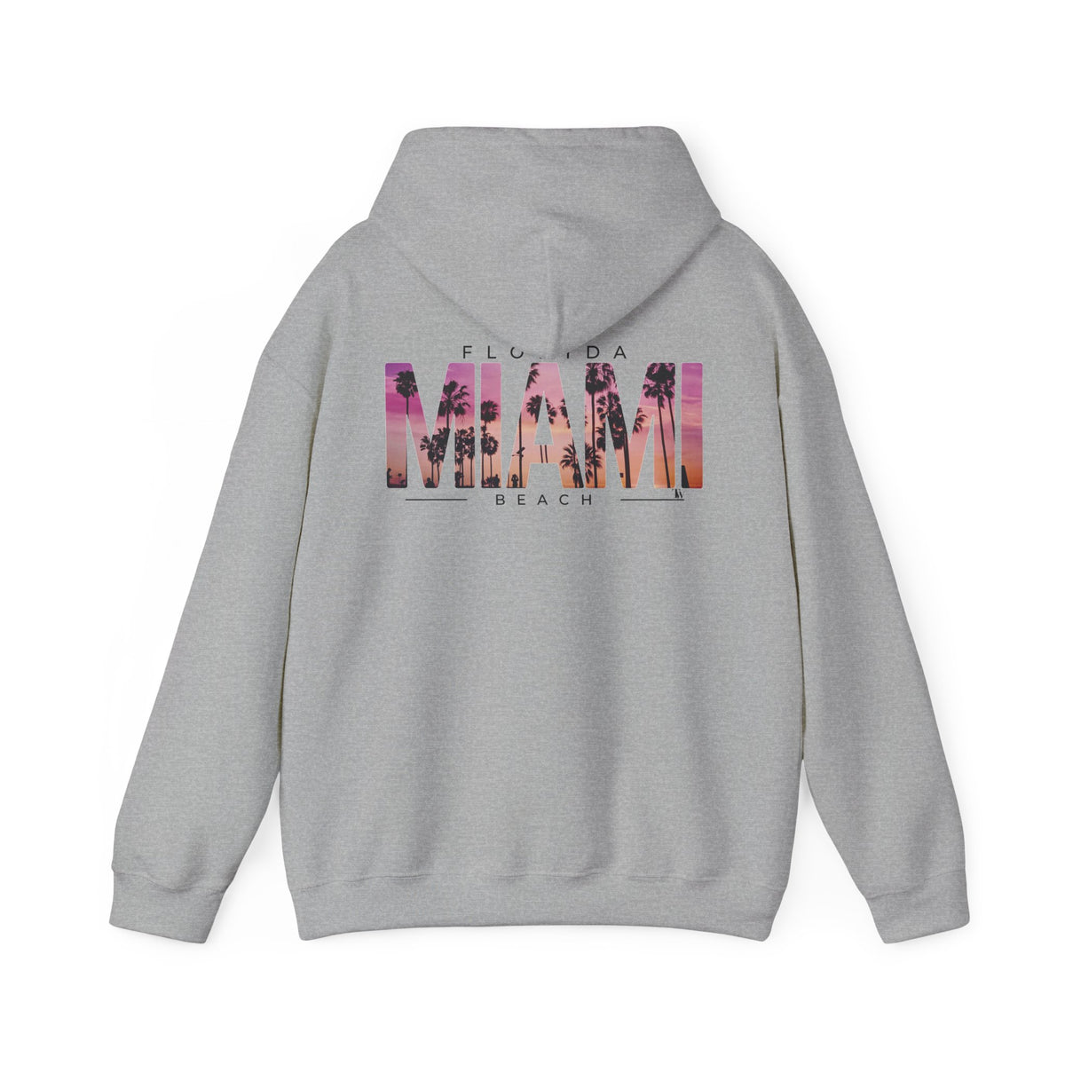 Miami Beach Sunset Hoodie – Sport Grey – Back view