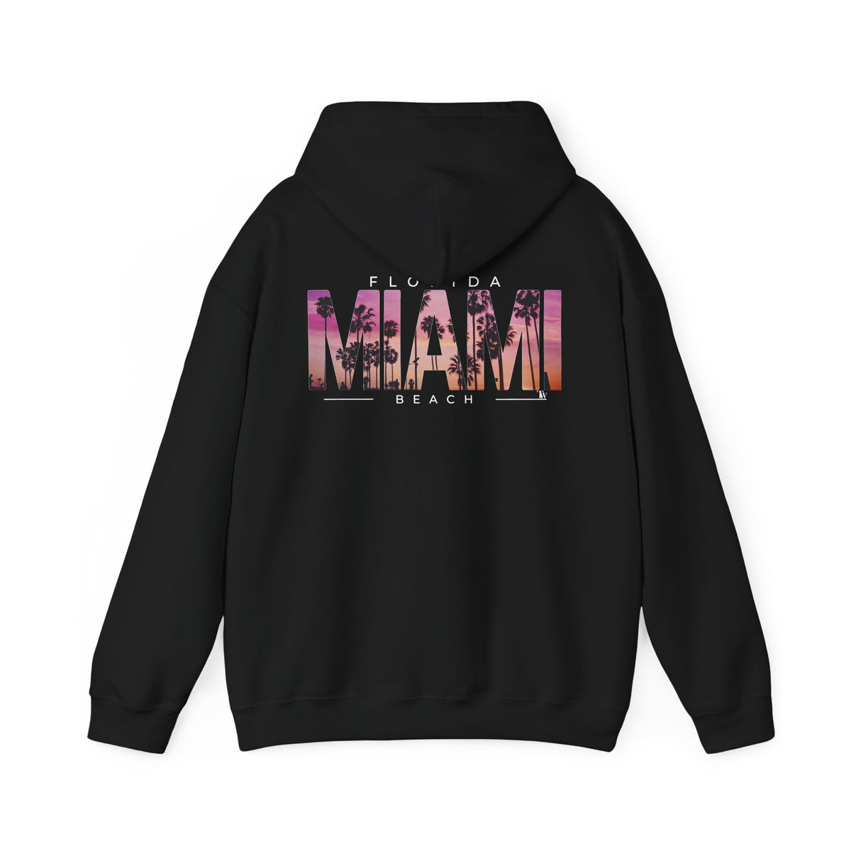 Miami Beach Sunset Hoodie – Black – Back view